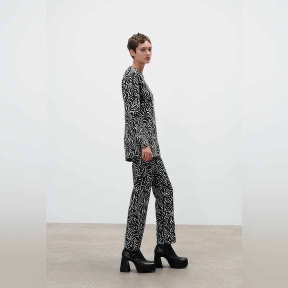 ZARA Straight Leg Jacquard Pants - Picture 6 of 13